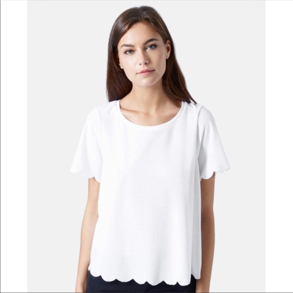 Topshop peach color scalloped top